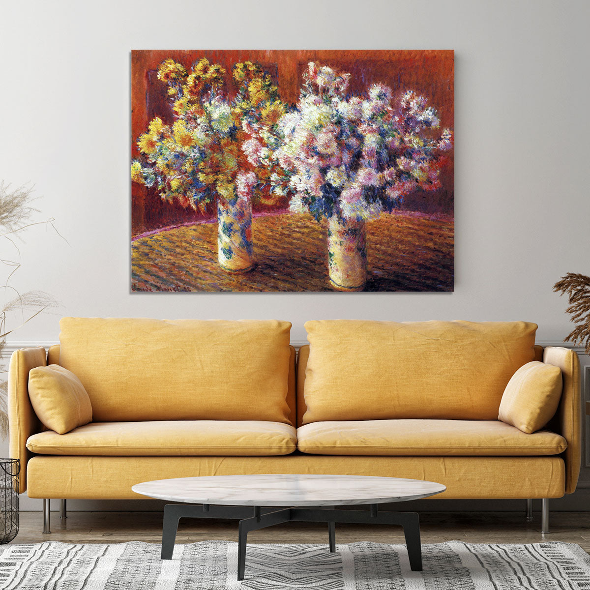 Two vases with Chrysanthemums by Monet Canvas Print or Poster - Canvas Art Rocks - 4
