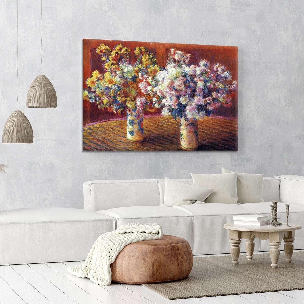 Two vases with Chrysanthemums by Monet Canvas Print or Poster - Canvas Art Rocks - 6