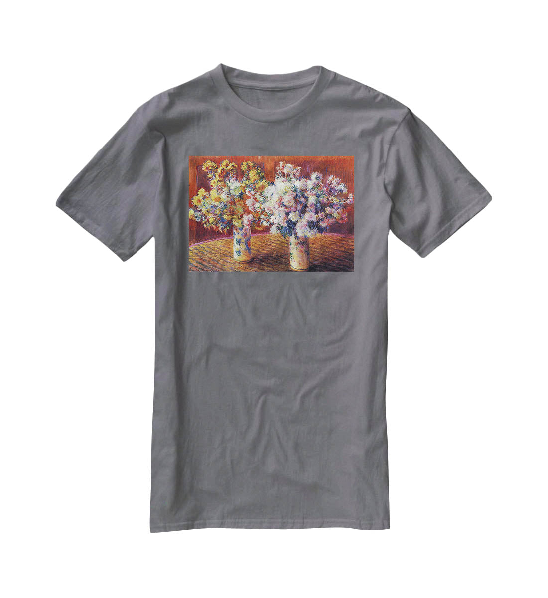 Two vases with Chrysanthemums by Monet T-Shirt - Canvas Art Rocks - 3