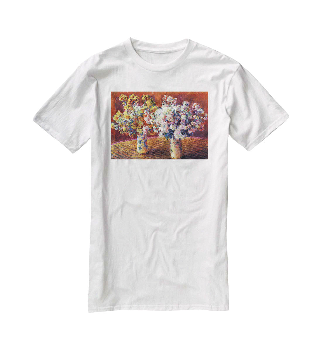 Two vases with Chrysanthemums by Monet T-Shirt - Canvas Art Rocks - 5