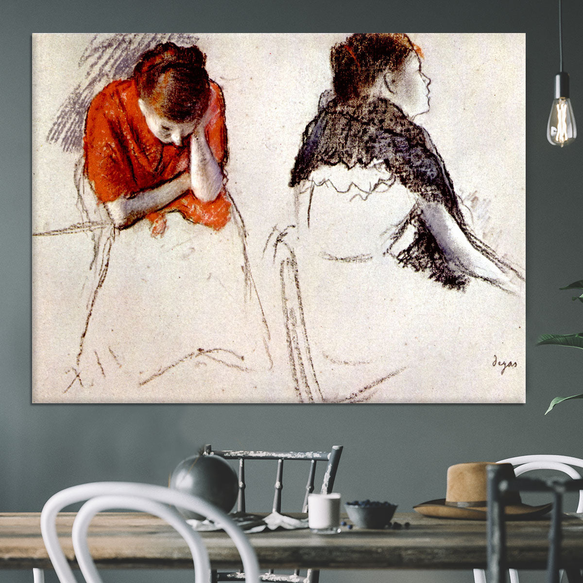 Two women seated by Degas Canvas Print or Poster - Canvas Art Rocks - 3