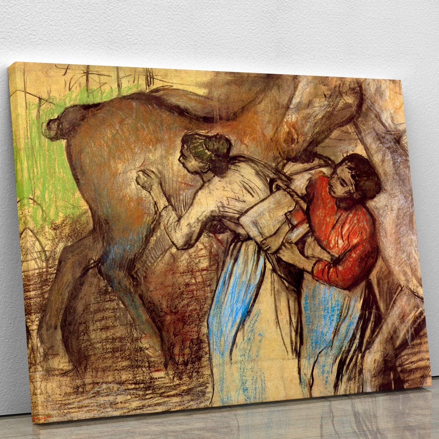 Two women washing horses by Degas Canvas Print or Poster - Canvas Art Rocks - 1