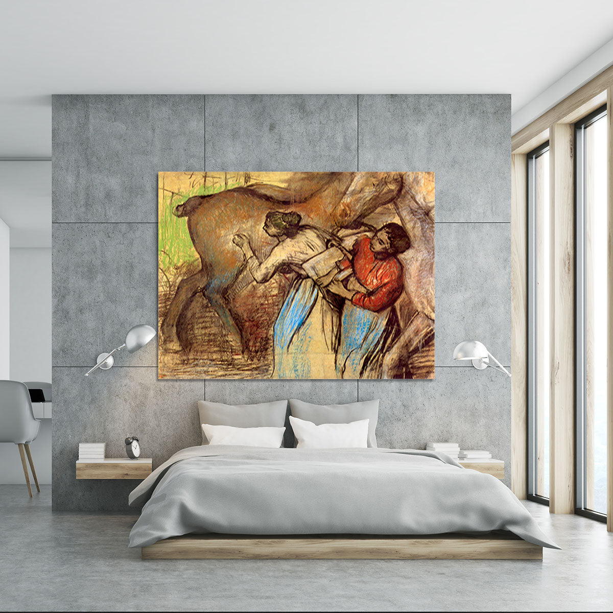 Two women washing horses by Degas Canvas Print or Poster - Canvas Art Rocks - 5