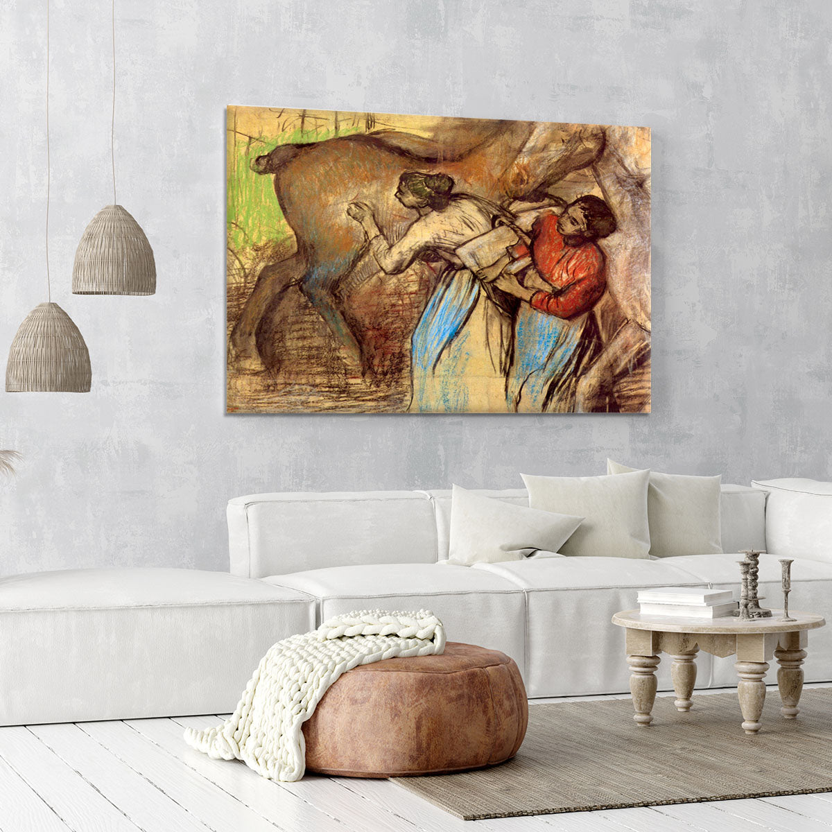 Two women washing horses by Degas Canvas Print or Poster - Canvas Art Rocks - 6
