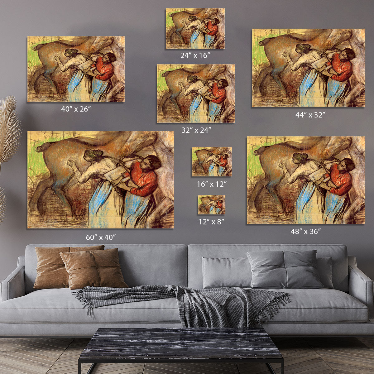 Two women washing horses by Degas Canvas Print or Poster - Canvas Art Rocks - 7