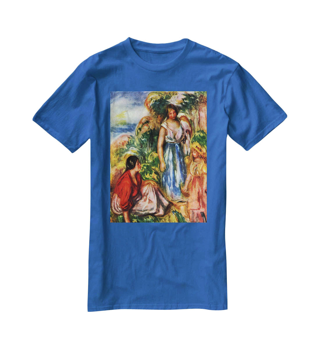 Two women with young girls in a landscape by Renoir T-Shirt - Canvas Art Rocks - 2