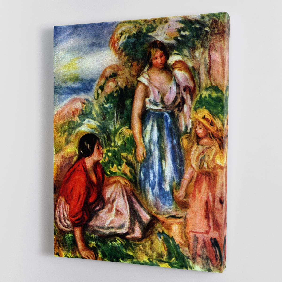 Two women with young girls in a landscape by Renoir Canvas Print or Poster - Canvas Art Rocks - 1