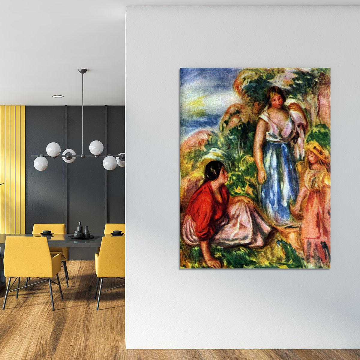 Two women with young girls in a landscape by Renoir Canvas Print or Poster - Canvas Art Rocks - 4
