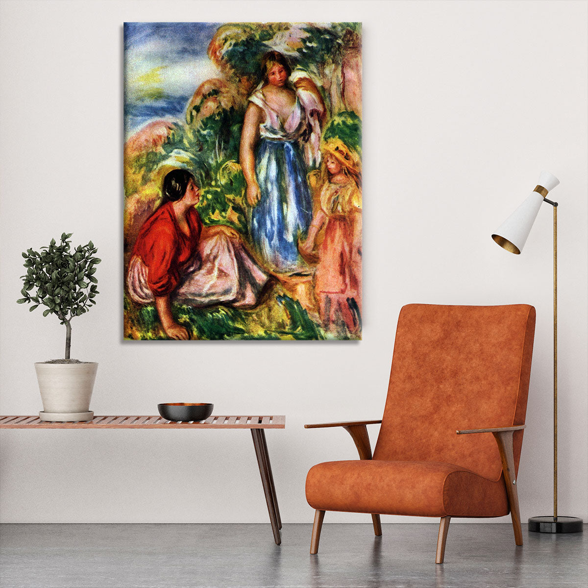 Two women with young girls in a landscape by Renoir Canvas Print or Poster - Canvas Art Rocks - 6
