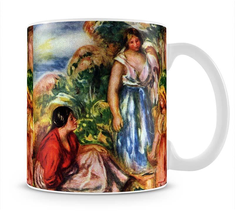 Two women with young girls in a landscape by Renoir Mug - Canvas Art Rocks - 1