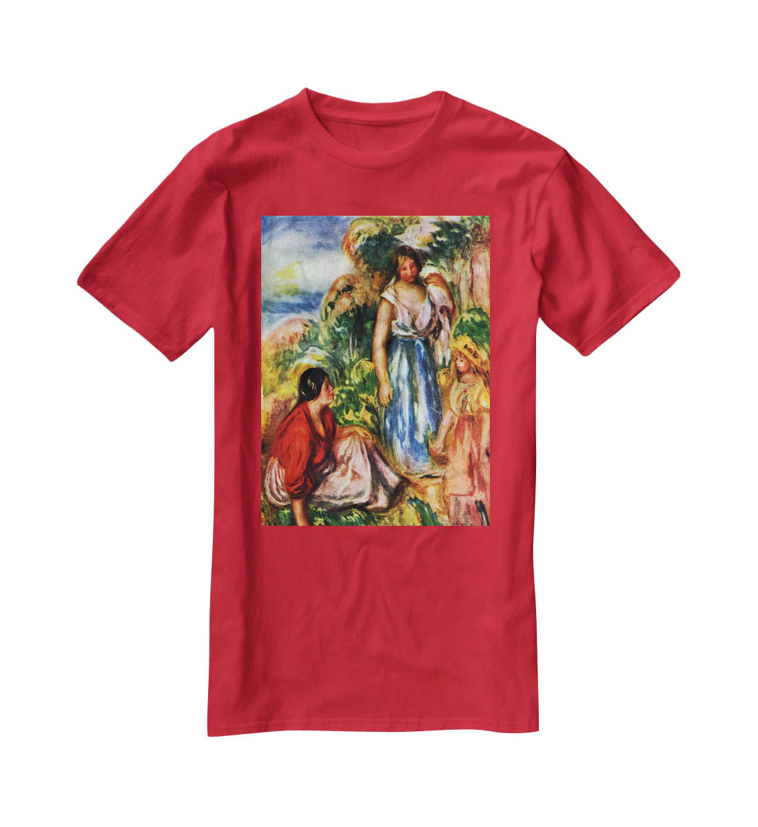 Two women with young girls in a landscape by Renoir T-Shirt - Canvas Art Rocks - 4