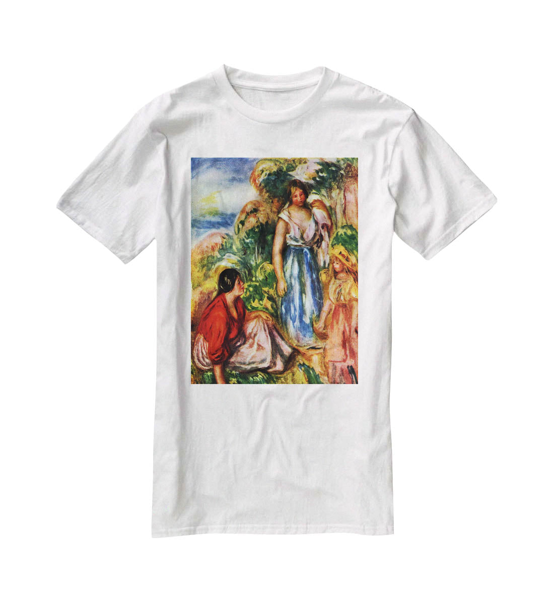 Two women with young girls in a landscape by Renoir T-Shirt - Canvas Art Rocks - 5