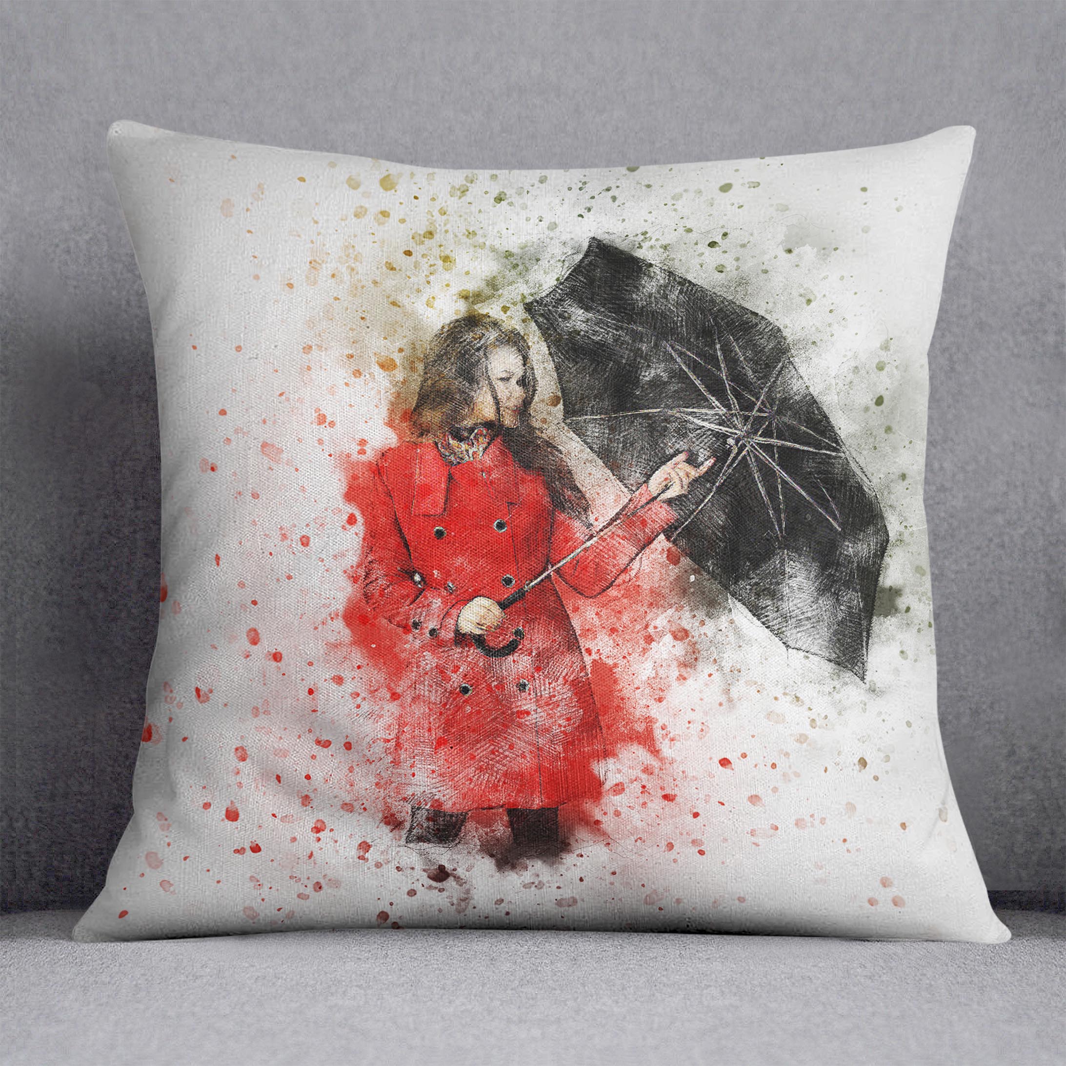 Umbrella Girl Painting Cushion