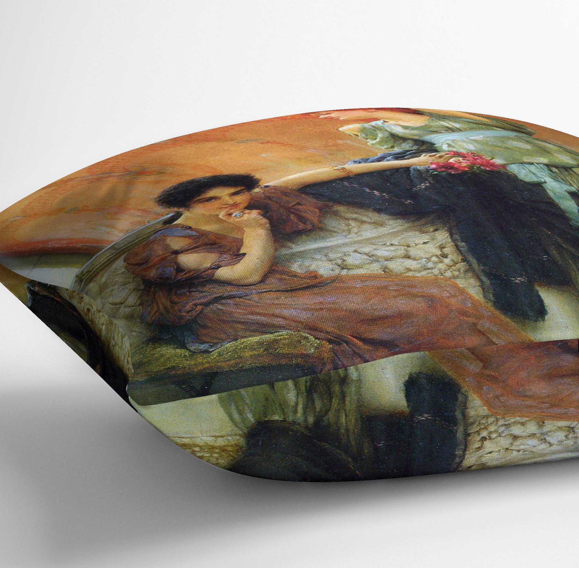 Unconscious rivals detail by Alma Tadema Cushion - Canvas Art Rocks - 3