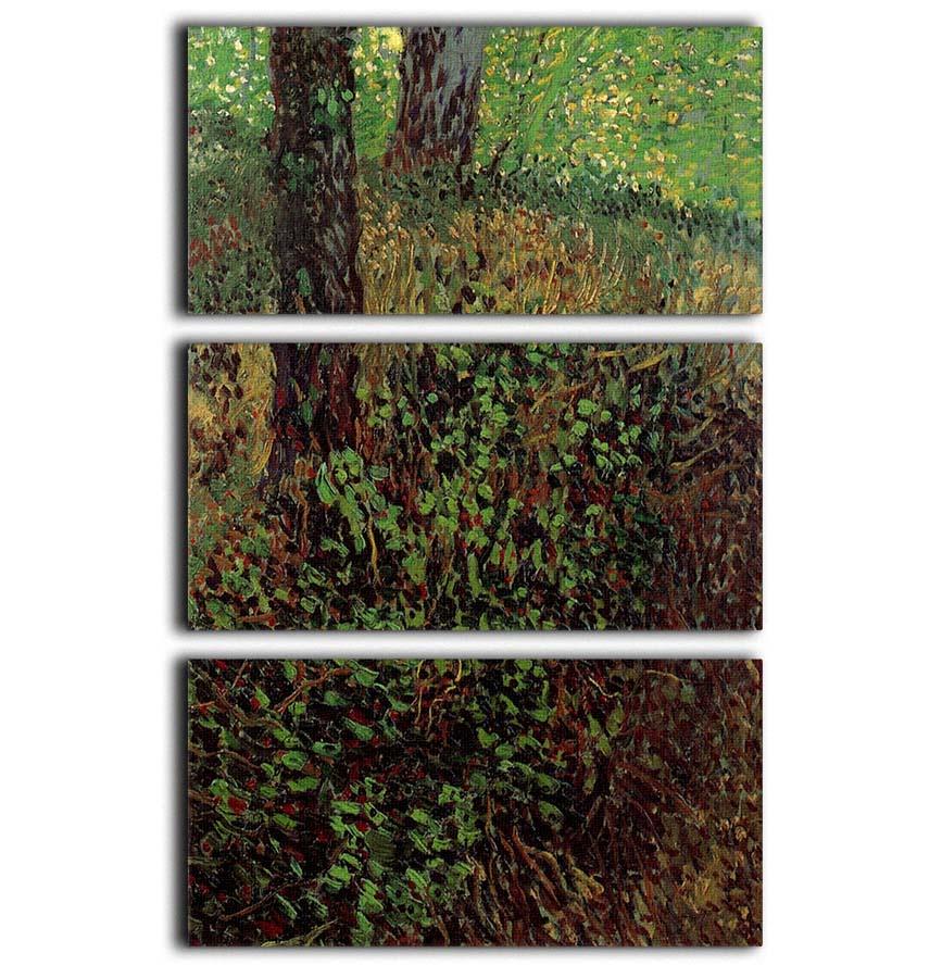 Undergrowth by Van Gogh 3 Split Panel Canvas Print - Canvas Art Rocks - 1