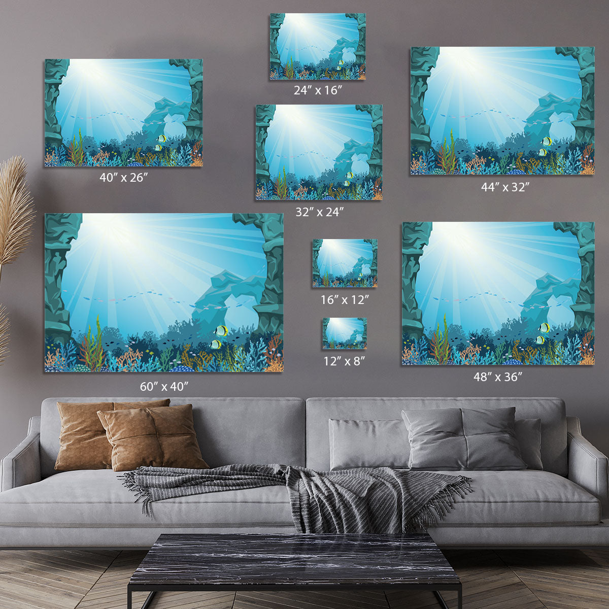 Underwater arch on a blue sea Canvas Print or Poster - Canvas Art Rocks - 7