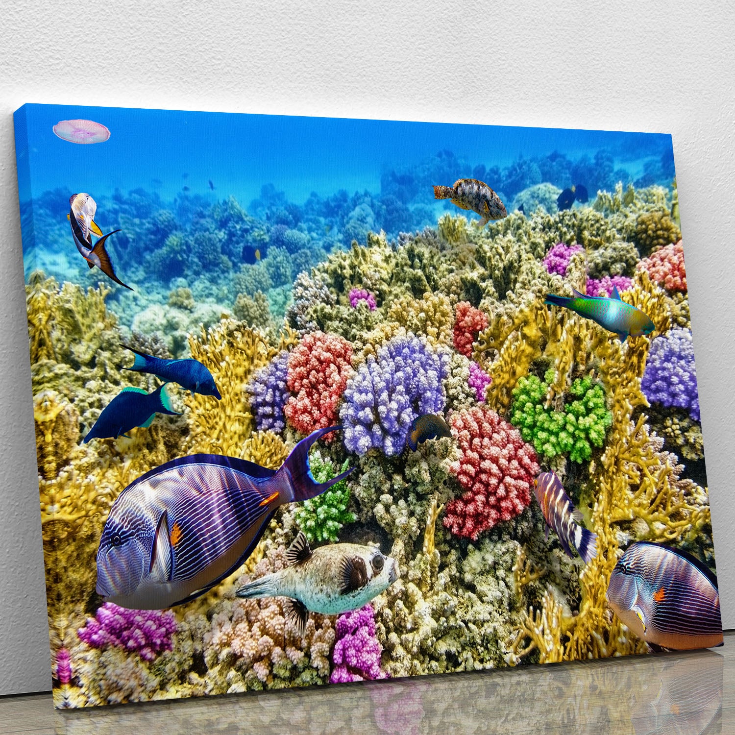 Underwater world with corals and tropical fish Canvas Print or Poster - Canvas Art Rocks - 1