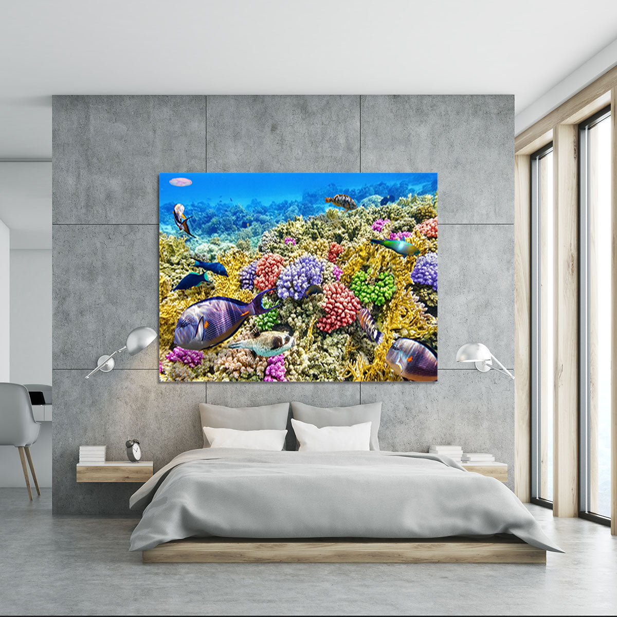 Underwater world with corals and tropical fish Canvas Print or Poster - Canvas Art Rocks - 5