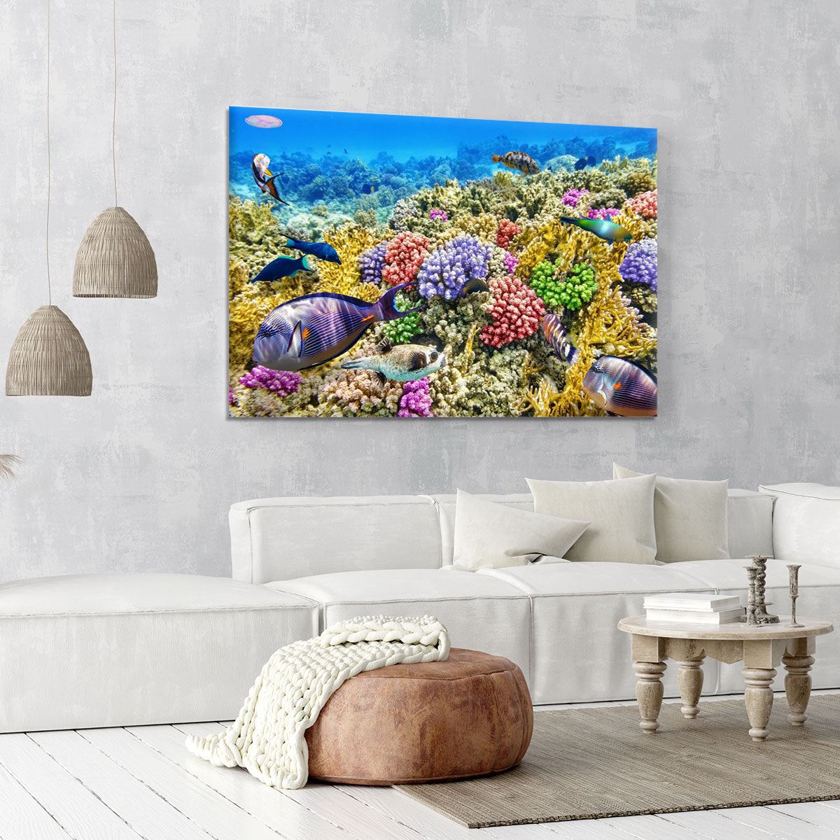 Underwater world with corals and tropical fish Canvas Print or Poster - Canvas Art Rocks - 6