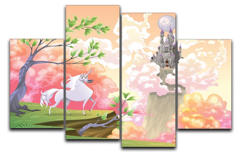 Unicorn and mythological landscape 4 Split Panel Canvas  - Canvas Art Rocks - 1