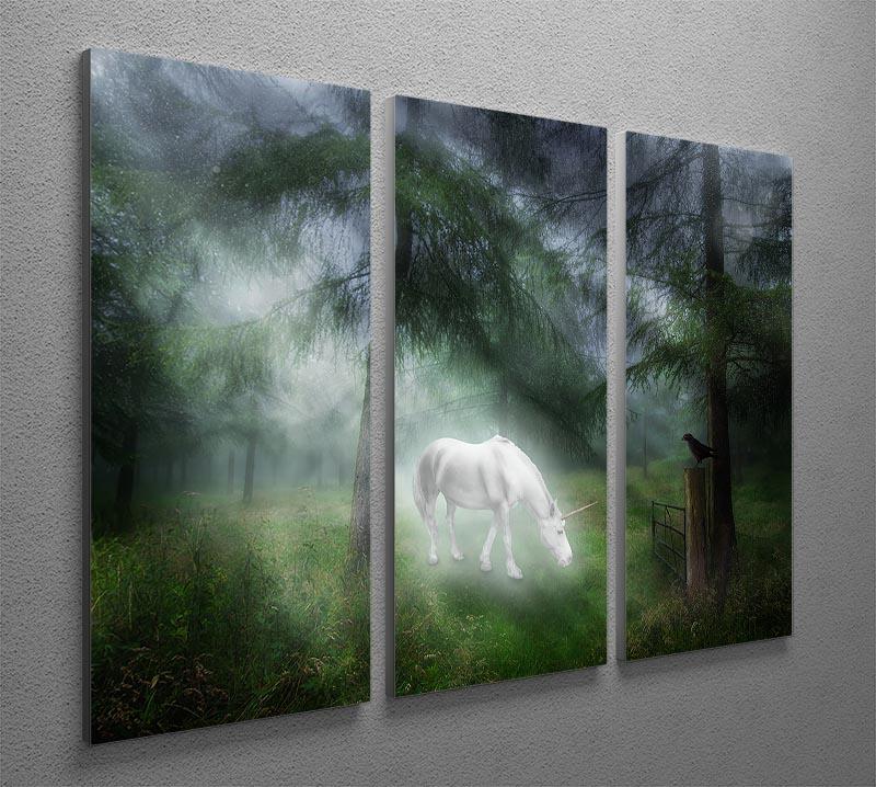 Unicorn in a magical forest 3 Split Panel Canvas Print - Canvas Art Rocks - 2