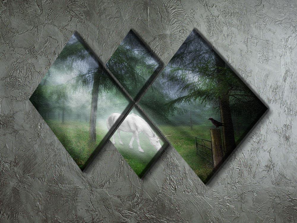 Unicorn in a magical forest 4 Square Multi Panel Canvas  - Canvas Art Rocks - 2