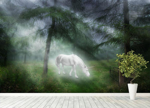 Unicorn in a magical forest Wall Mural Wallpaper - Canvas Art Rocks - 4