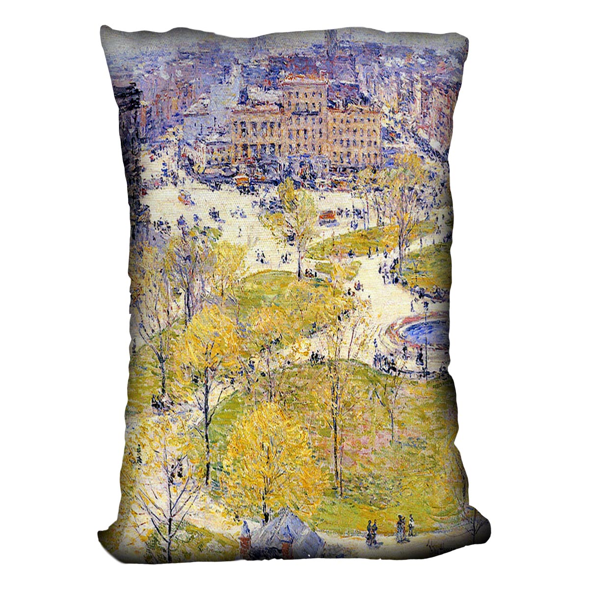 Union Square in Spring by Hassam Cushion - Canvas Art Rocks - 4