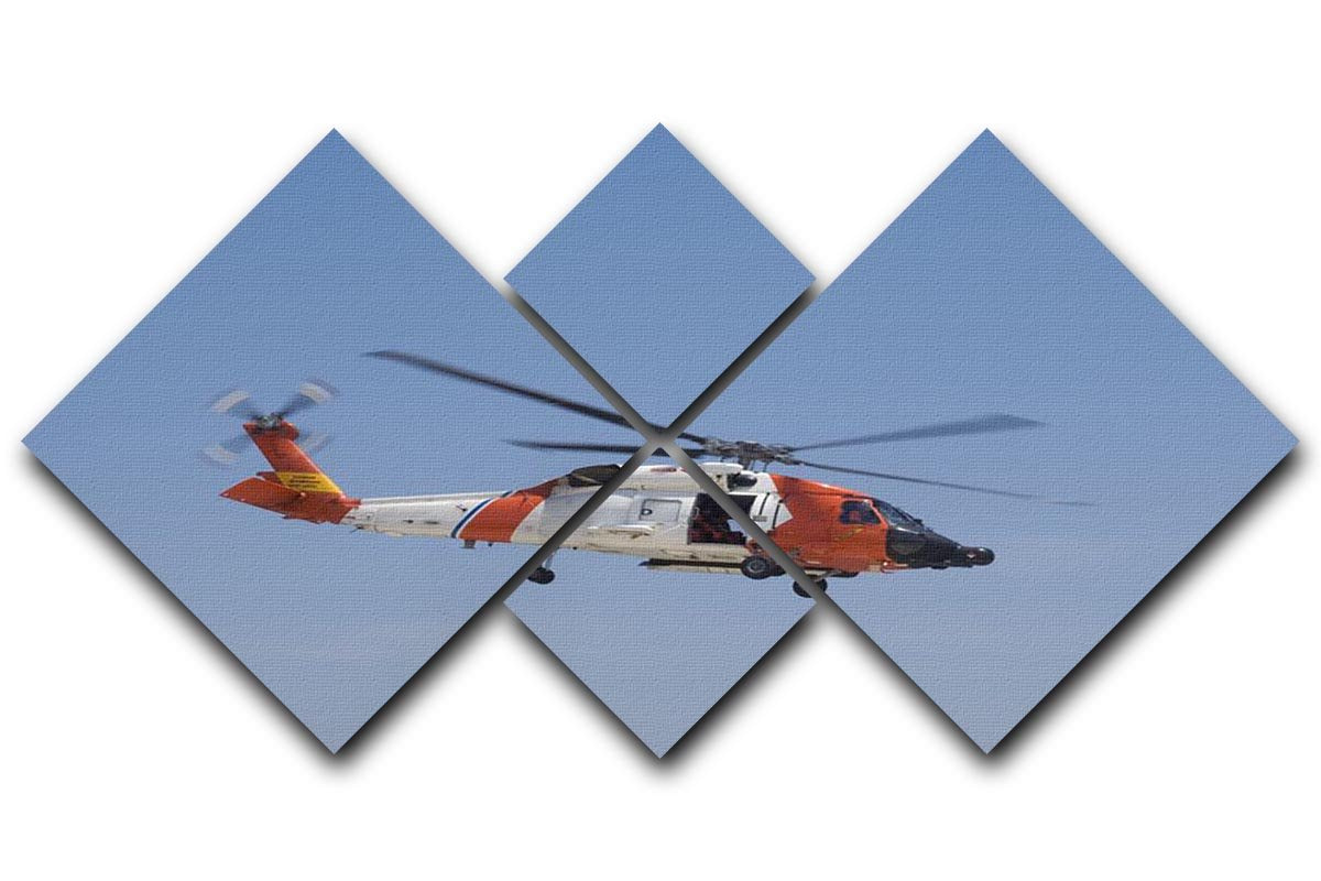 United States Coast Guard helicopter 4 Square Multi Panel Canvas  - Canvas Art Rocks - 1