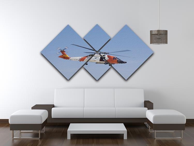 United States Coast Guard helicopter 4 Square Multi Panel Canvas  - Canvas Art Rocks - 3