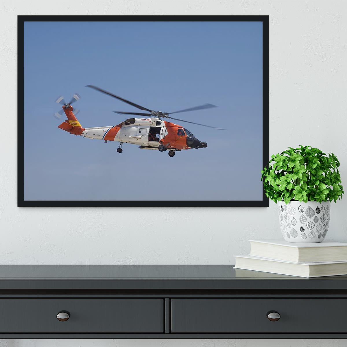 United States Coast Guard helicopter Framed Print - Canvas Art Rocks - 2