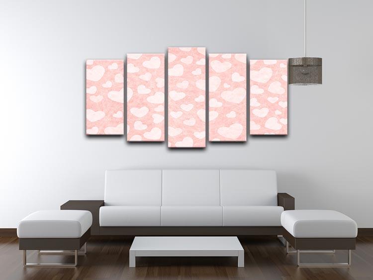 Valentine Heart pink 5 Split Panel Canvas  - Canvas Art Rocks - 3