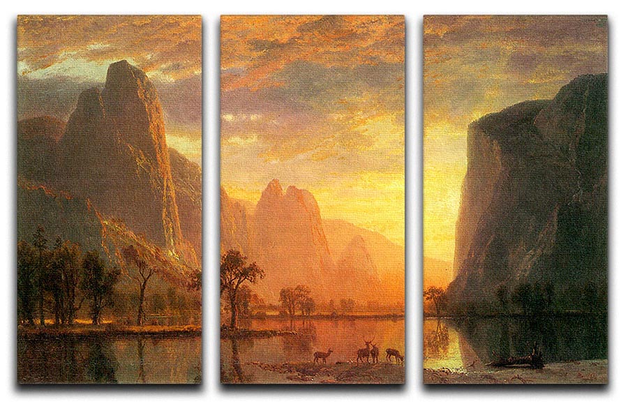Valley in Yosemite by Bierstadt 3 Split Panel Canvas Print - Canvas Art Rocks - 1