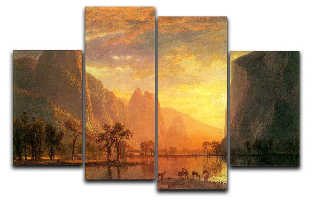 Valley in Yosemite by Bierstadt 4 Split Panel Canvas - Canvas Art Rocks - 1