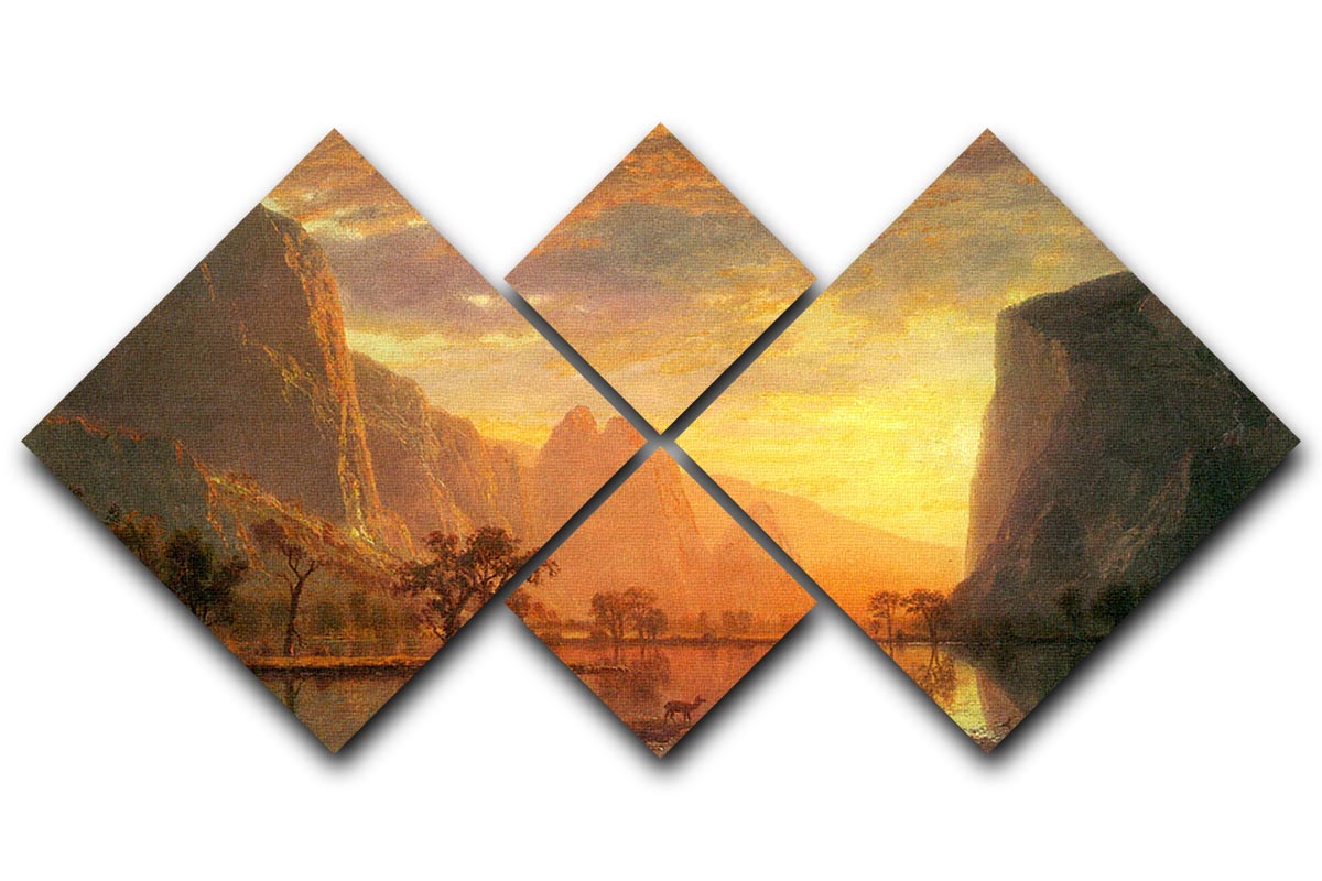 Valley in Yosemite by Bierstadt 4 Square Multi Panel Canvas - Canvas Art Rocks - 1