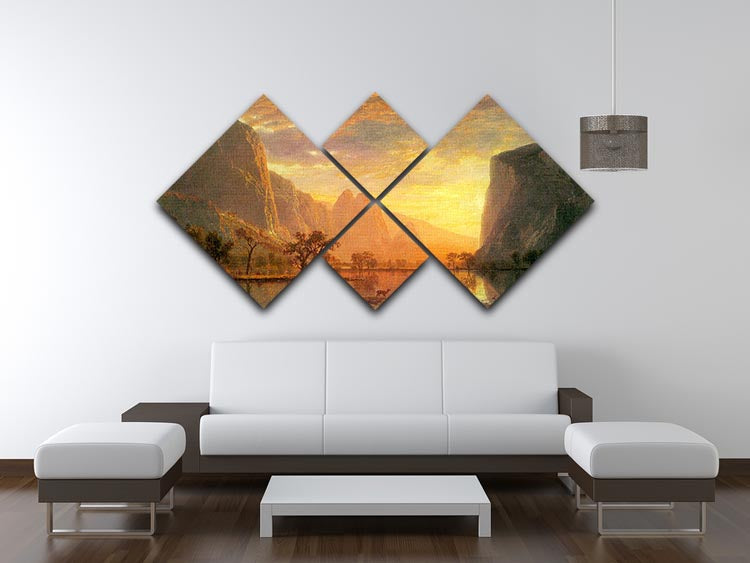 Valley in Yosemite by Bierstadt 4 Square Multi Panel Canvas - Canvas Art Rocks - 3