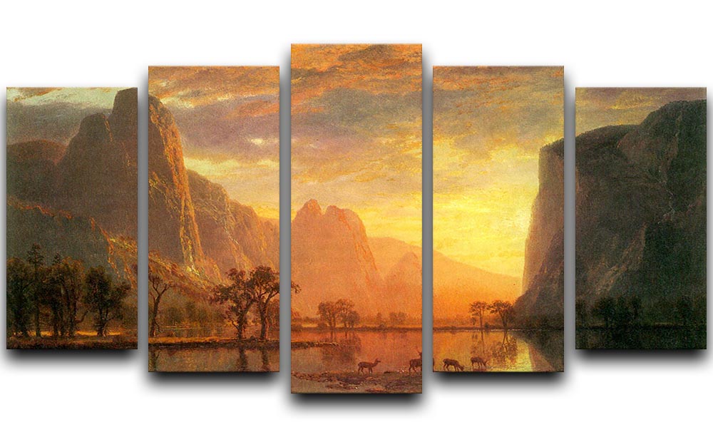 Valley in Yosemite by Bierstadt 5 Split Panel Canvas - Canvas Art Rocks - 1