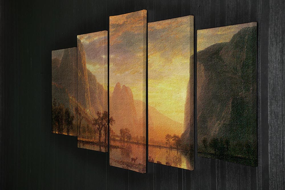 Valley in Yosemite by Bierstadt 5 Split Panel Canvas - Canvas Art Rocks - 2