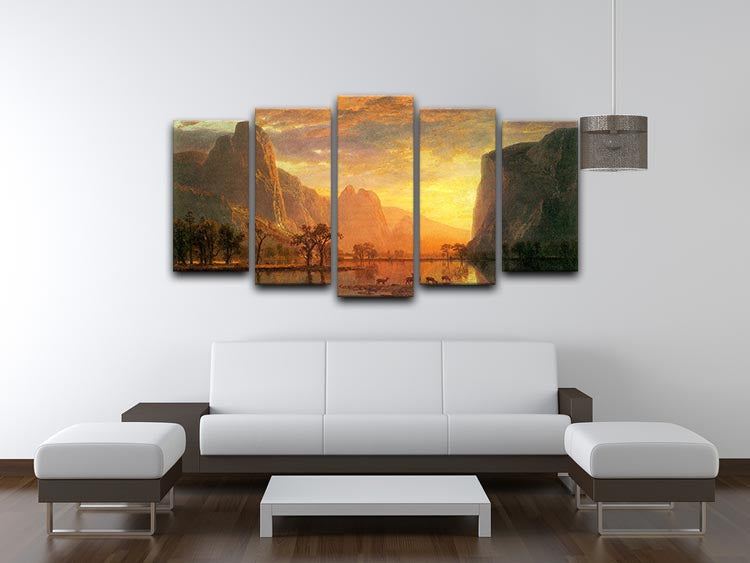 Valley in Yosemite by Bierstadt 5 Split Panel Canvas - Canvas Art Rocks - 3