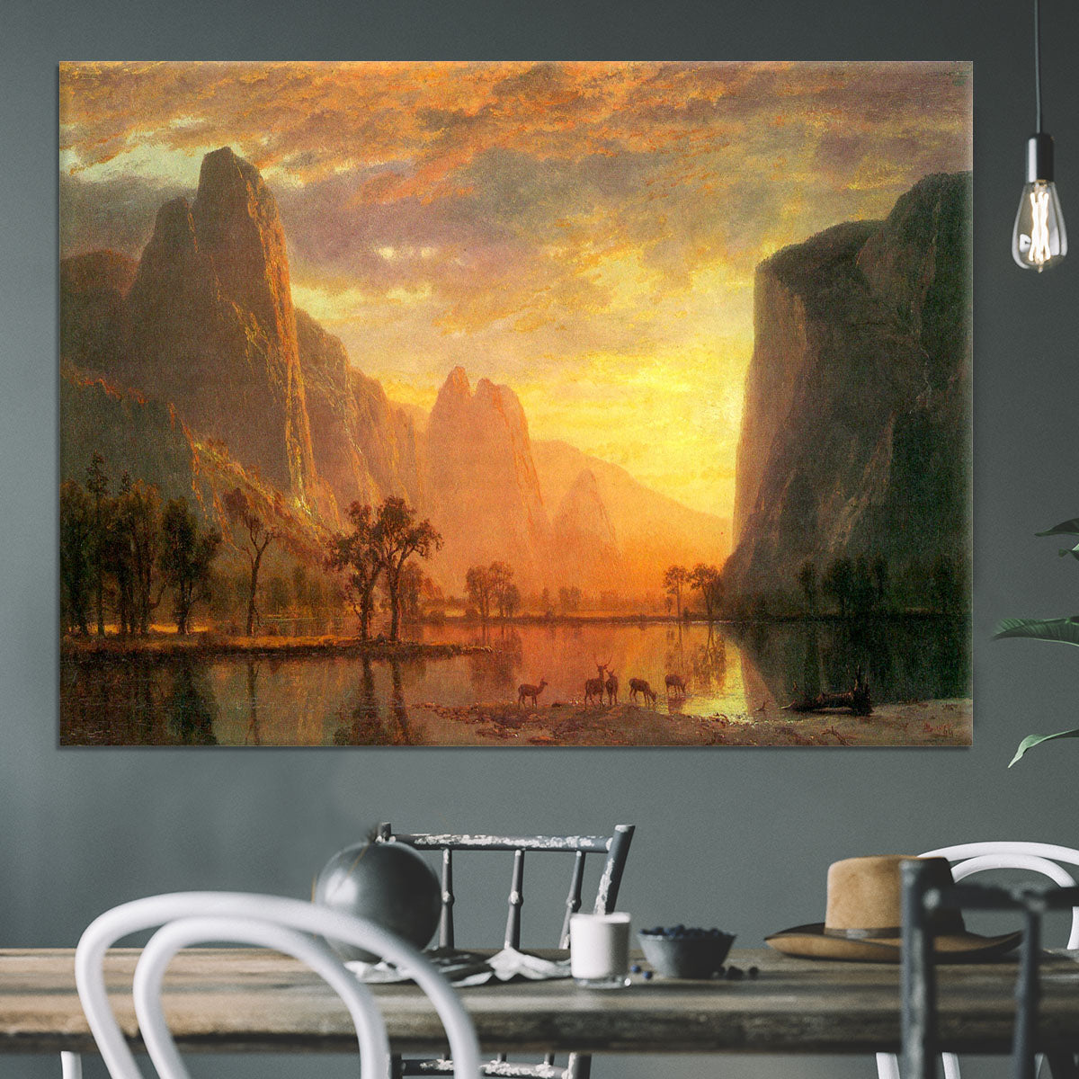 Valley in Yosemite by Bierstadt Canvas Print or Poster - Canvas Art Rocks - 3