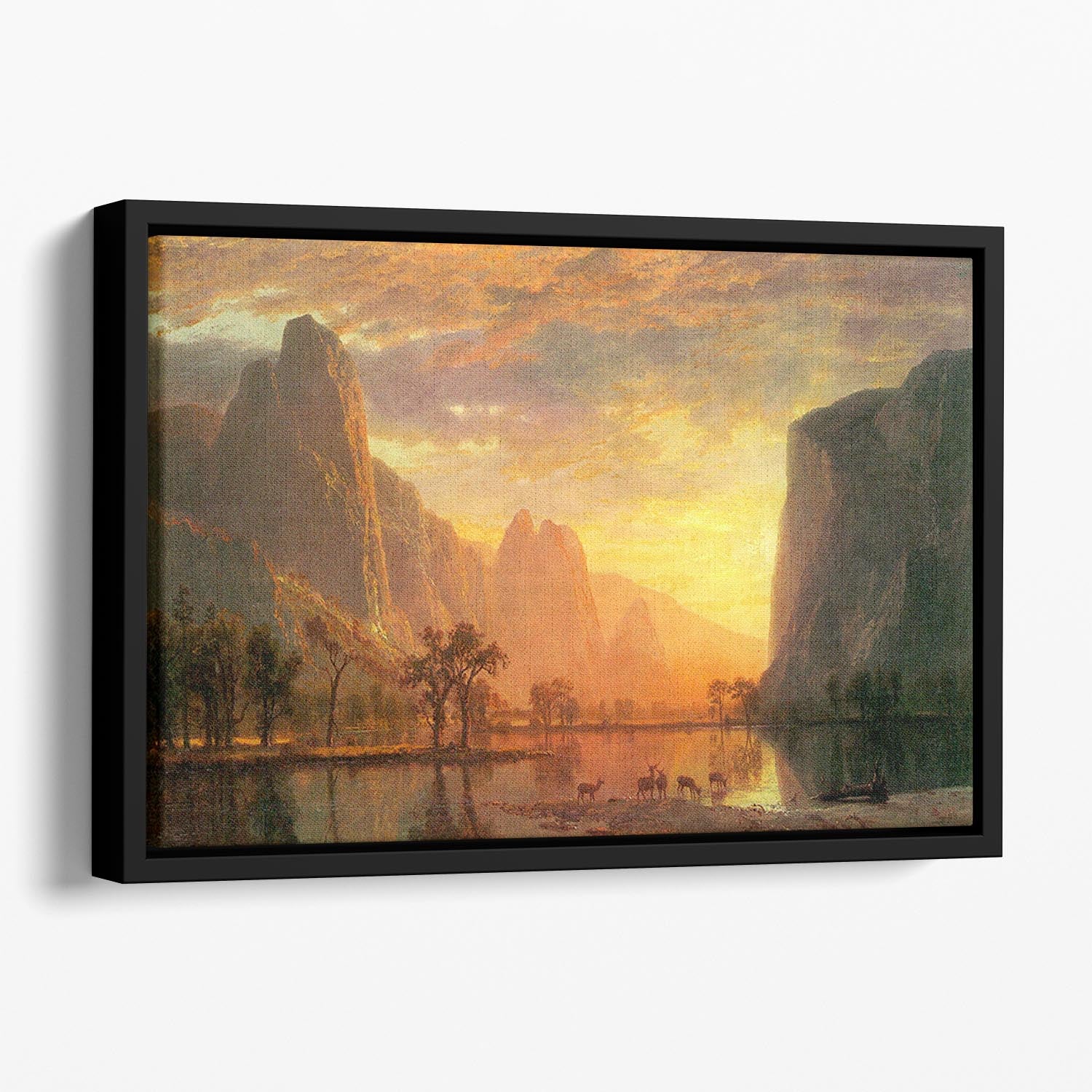 Valley in Yosemite by Bierstadt Floating Framed Canvas - Canvas Art Rocks - 1