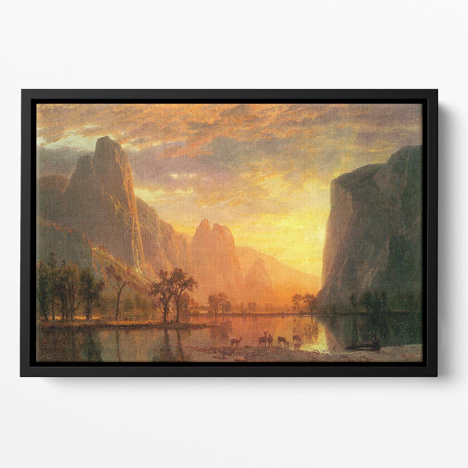 Valley in Yosemite by Bierstadt Floating Framed Canvas - Canvas Art Rocks - 2