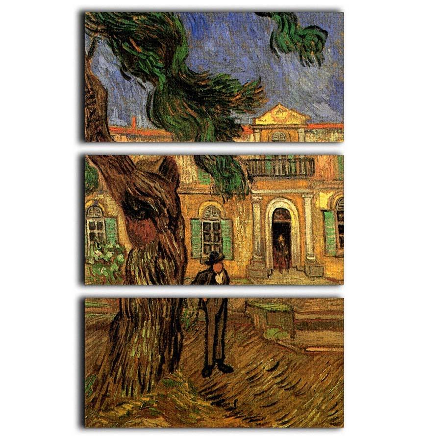 Van Gogh Pine Trees with Figure in the Garden of Saint-Paul Hospital 3 Split Panel Canvas Print - Canvas Art Rocks - 1