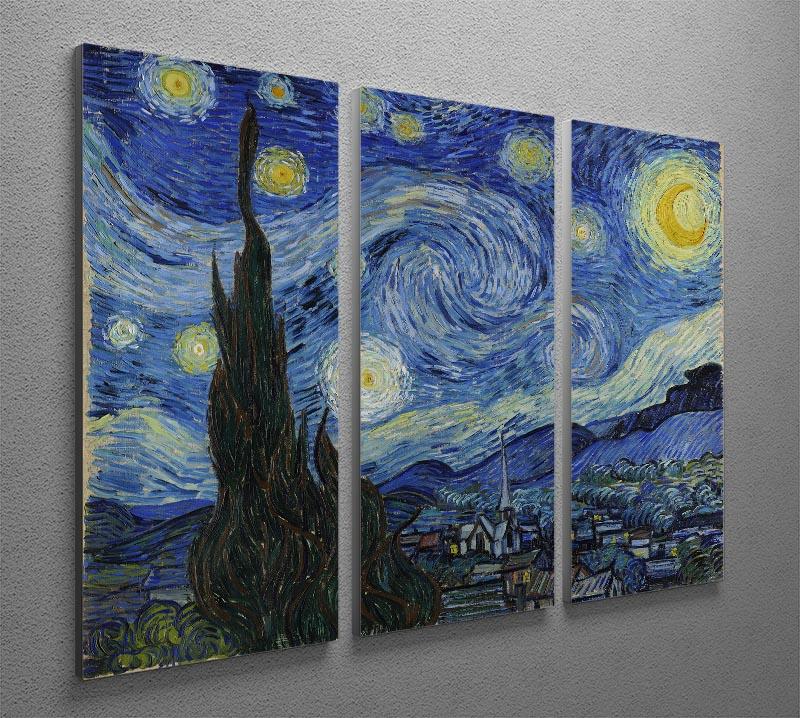 Van Gogh Starry Night 3 Split Panel Canvas Print - Canvas Art Rocks - 2