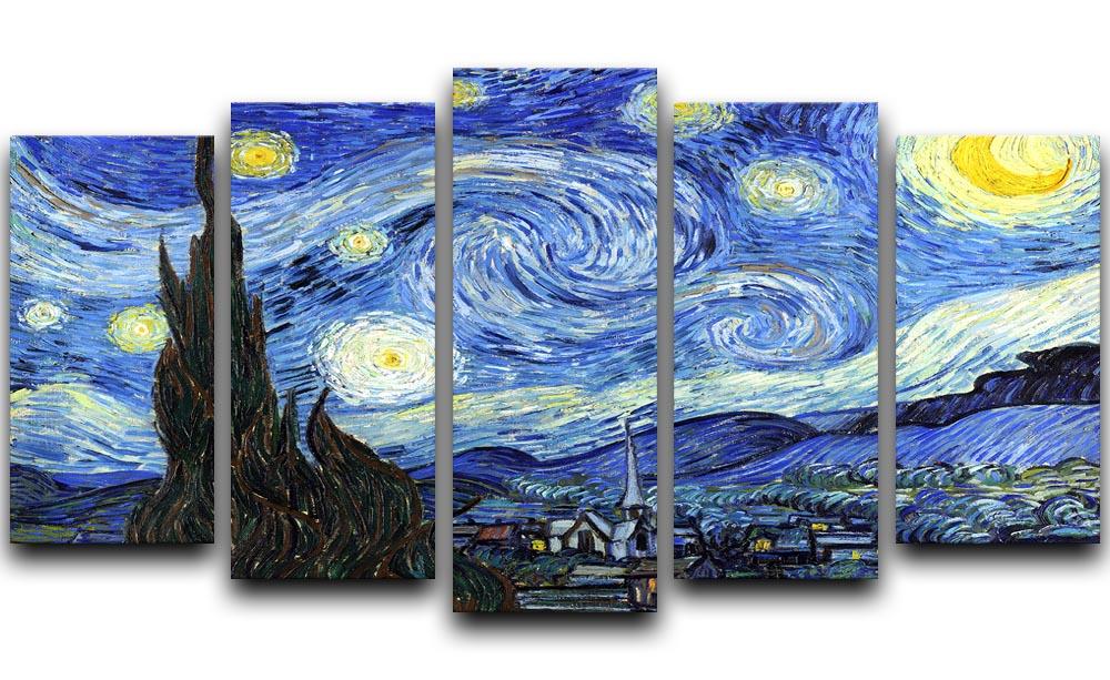 Van Gogh Starry Night 5 Split Panel Canvas  - Canvas Art Rocks - 1