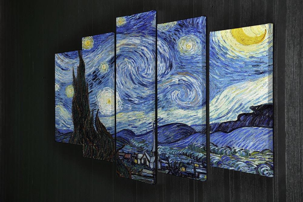 Van Gogh Starry Night 5 Split Panel Canvas - Canvas Art Rocks - 2
