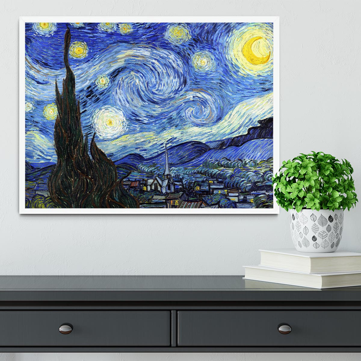 Van Gogh Starry Night Framed Print - Canvas Art Rocks -6