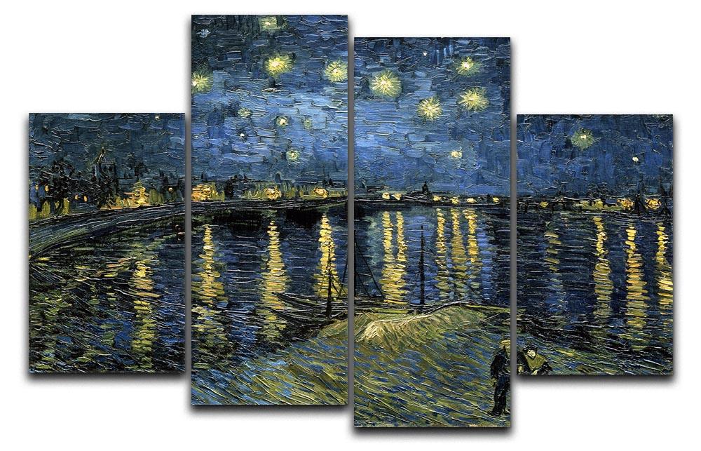 Van Gogh Starry Night over the Rhone 4 Split Panel Canvas  - Canvas Art Rocks - 1