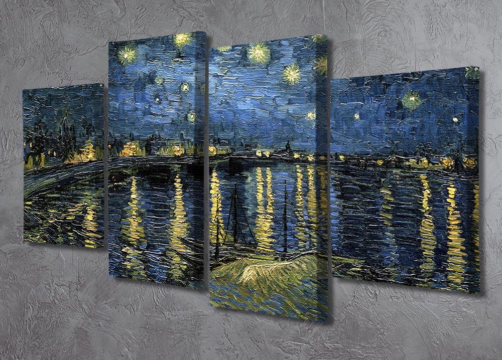 Van Gogh Starry Night over the Rhone 4 Split Panel Canvas - Canvas Art Rocks - 2