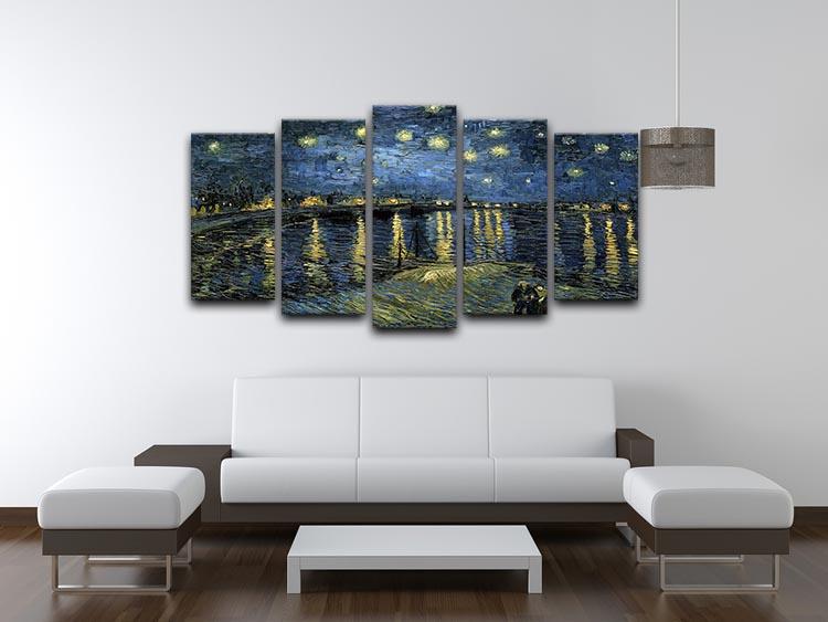 Van Gogh Starry Night over the Rhone 5 Split Panel Canvas - Canvas Art Rocks - 3